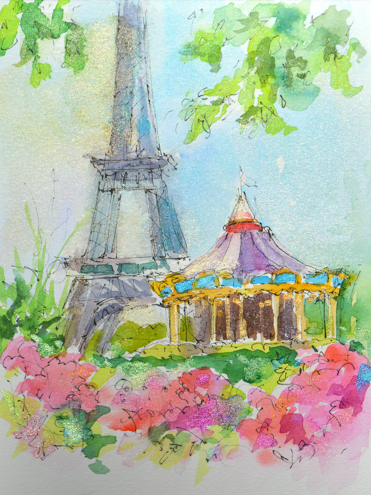 Postcards from Paris Watercolor Online Tutorial Course Dreama